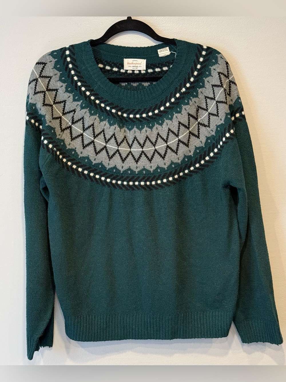 Original Weatherproof Vintage Fair Isle Knit Sweater Green Women's XL